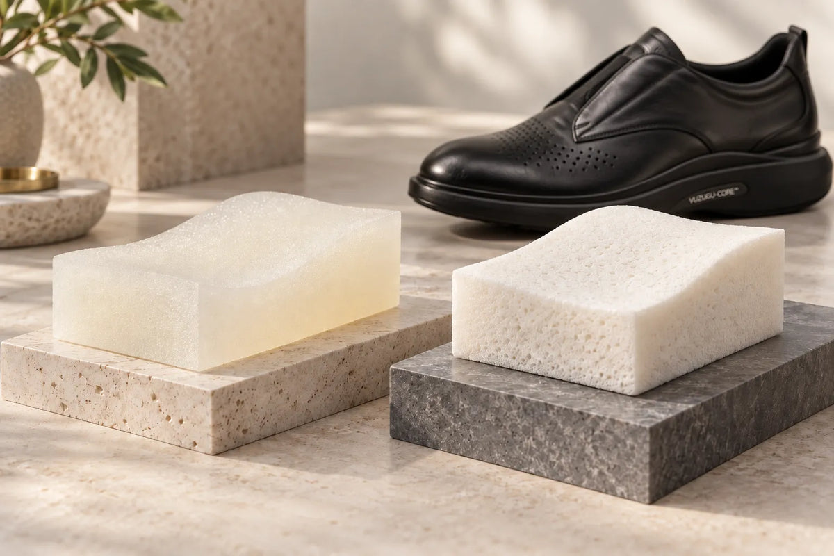 TPU vs PEBA midsole foam comparison in the context of dress shoe construction